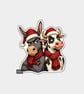 Unique Funny Christmas Sticker Xmas Decal For Adults - Grumpy Cow & Donkey - Image 1