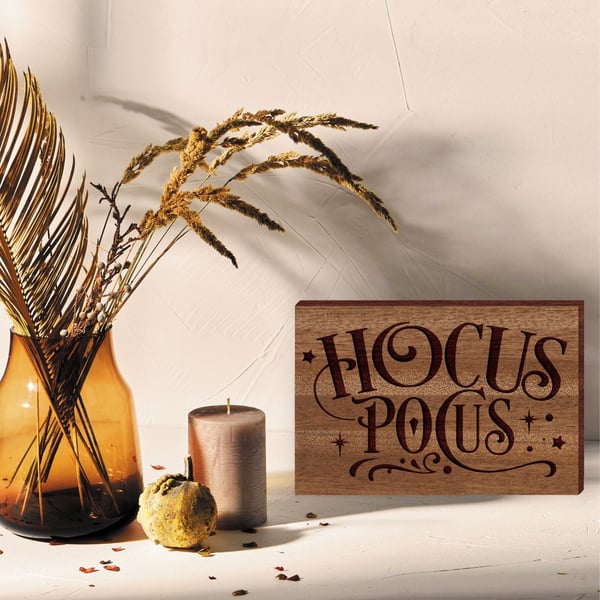 Hocus Pocus Wooden Sign - Subtle, Minimal, Modern Halloween Sign Home Decor