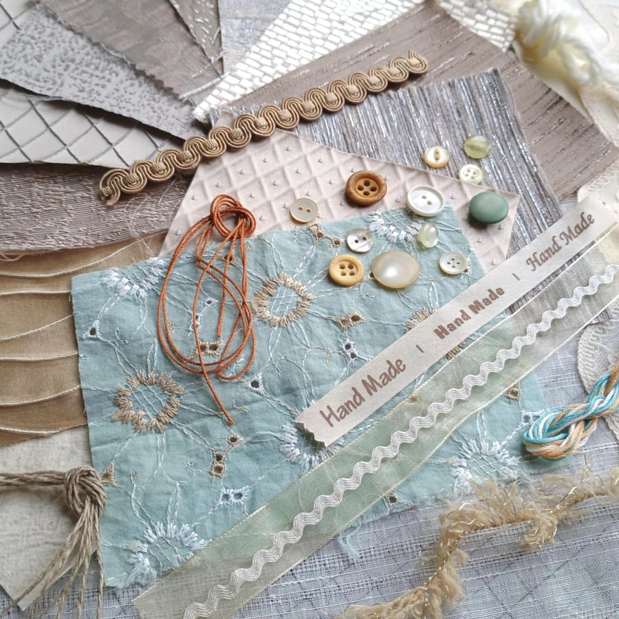 Textile inspiration bundle - Muted gold copper bronze metallics Christmas Crafts