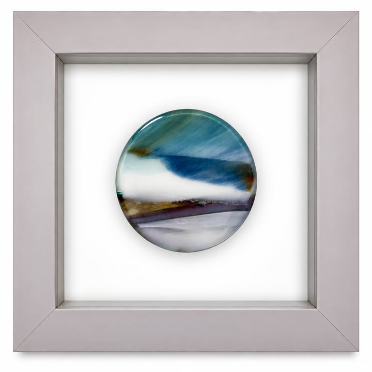 Framed fused glass rondel - J