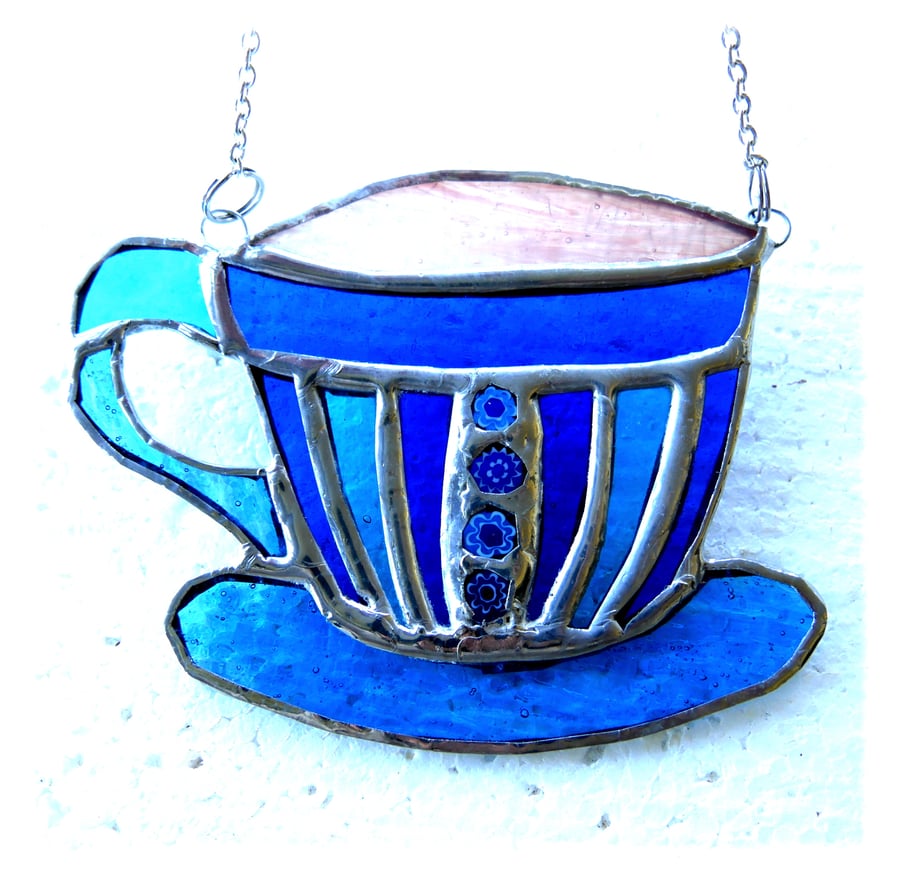 Teacup Stained Glass Suncatcher coffee cup mug 016