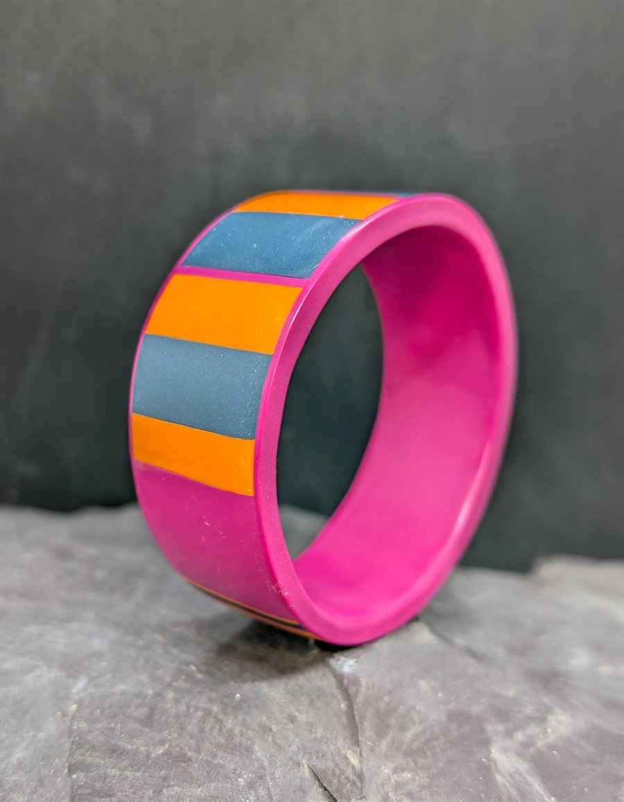 Vibrant retro polymer clay bangle