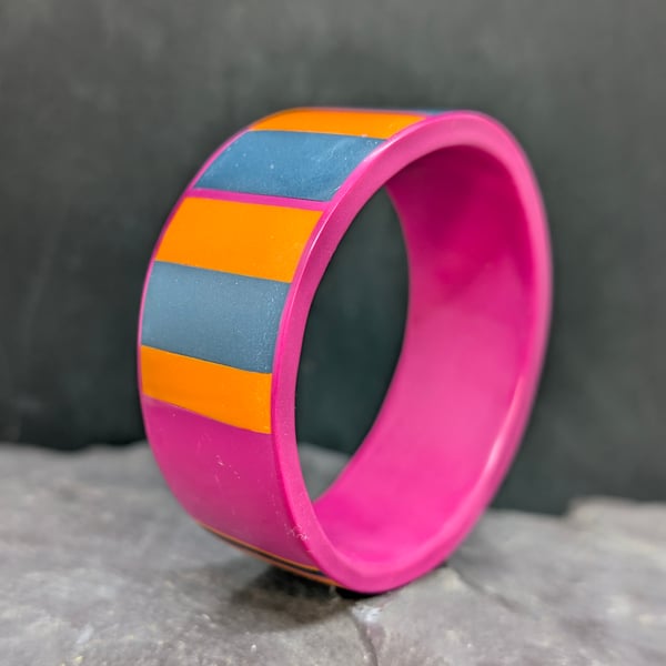 Vibrant retro polymer clay bangle
