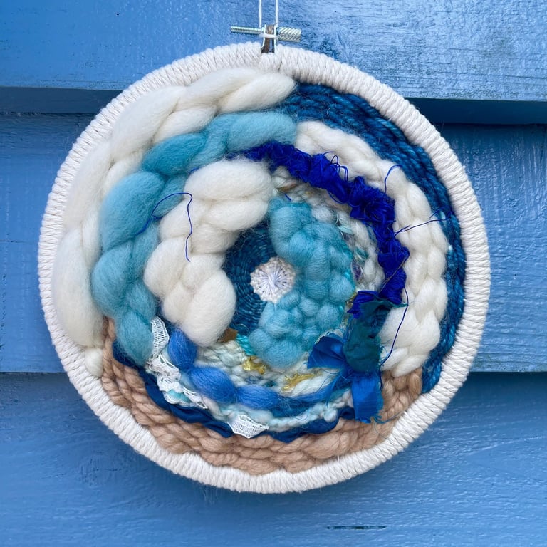 Ocean Waves Hand Woven Circular Wall Hanging