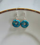 Handmade polymer clay teal sprinkle donut silver plated earrings