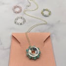 4 Looks in 1 silver plated pendant with rose quartz, aquamarine and amazonite