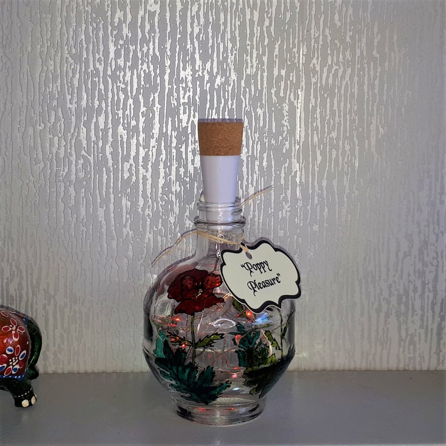 Poppy Pleasure - Handpainted Bottle Lamp