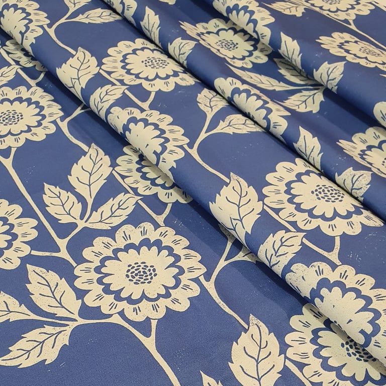 'Cecilia' Floral Fabric in blue