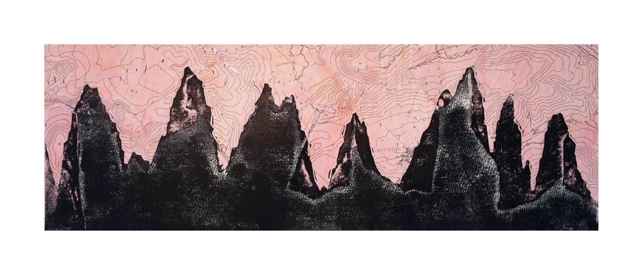 DARK PEAK II, Peak District mountain map print - Gift for walkers & climbers