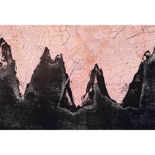 DARK PEAK II, Peak District mountain map print - Gift for walkers & climbers