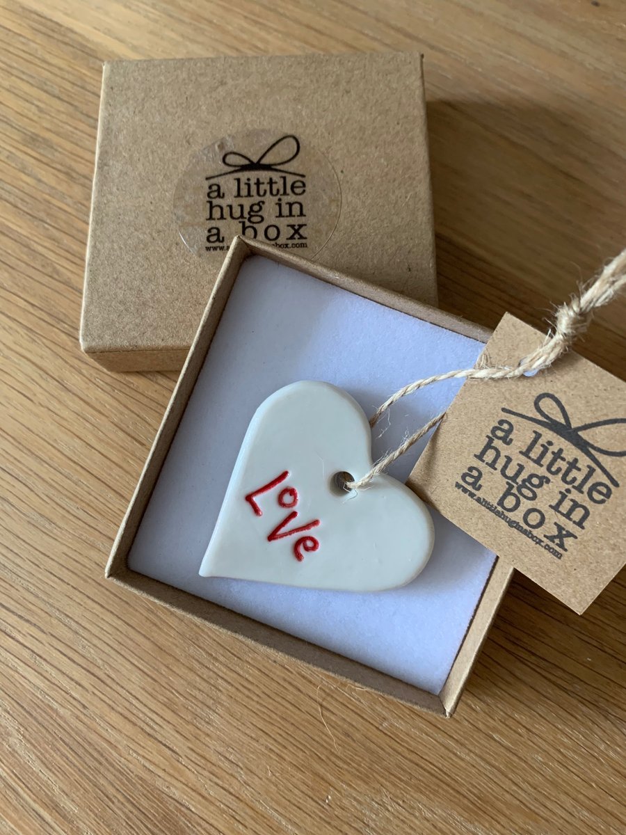 A little hug in a box porcelain Love heart gift