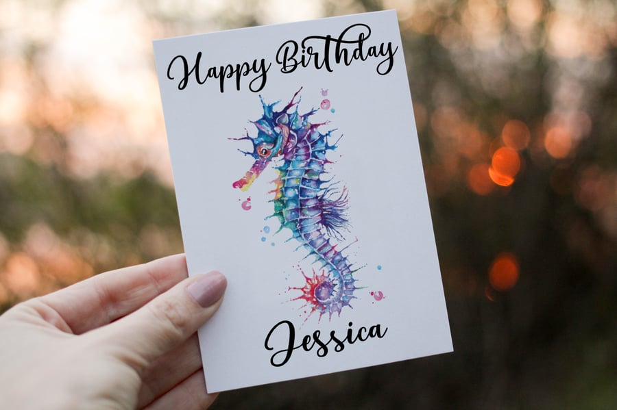Seahorse Birthday Card, Card for Birthday, Birthday Card, Friend Birthday Card