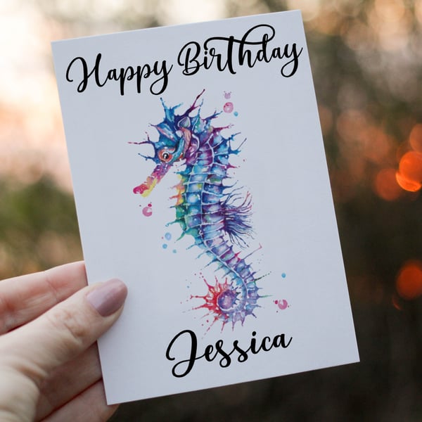 Seahorse Birthday Card, Card for Birthday, Birthday Card, Friend Birthday Card