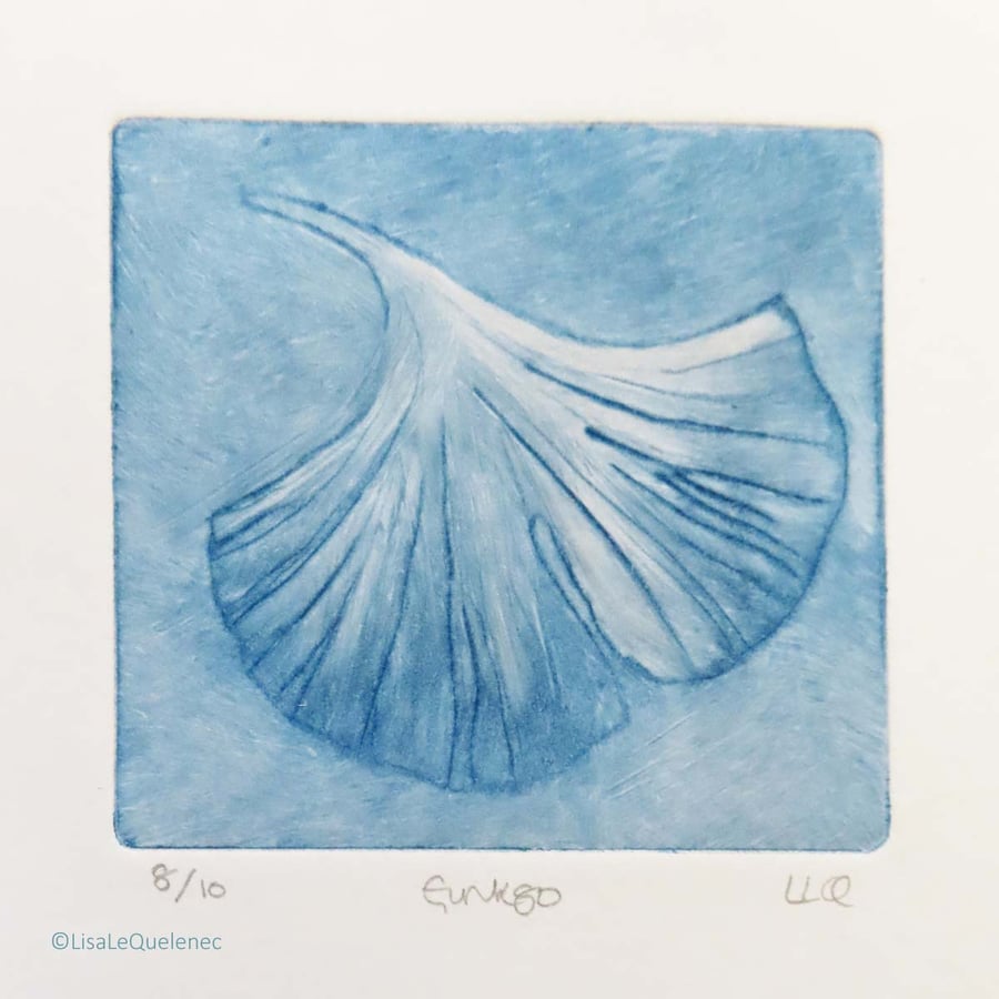 Gingko drypoint no.8 of 10 signs of spring small scale print