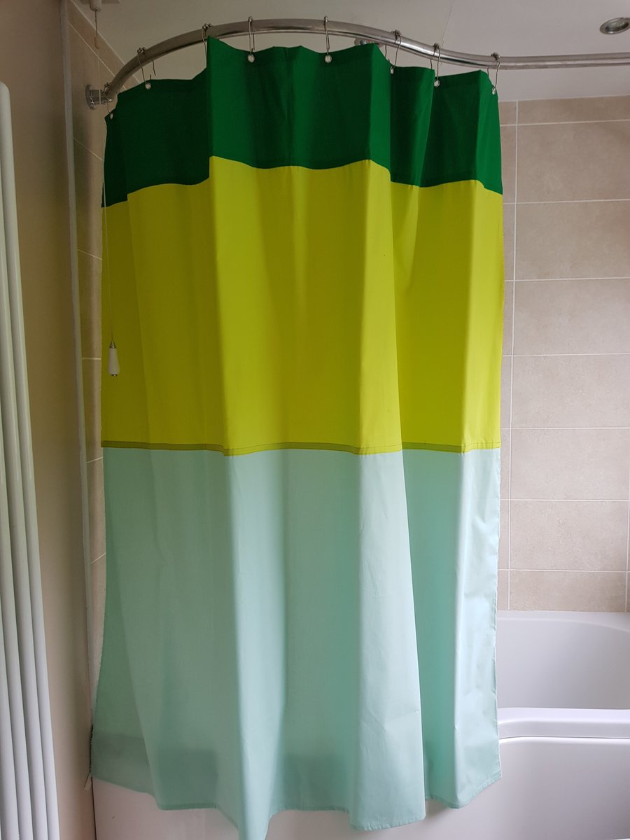 Rainbow Green Organic Cotton Shower Curtain, washable non-waxed
