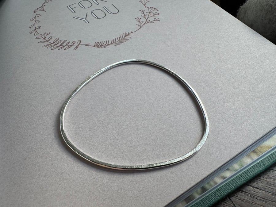 Silver bangle - pebble bangle - organic shaped - recycled sterling silver