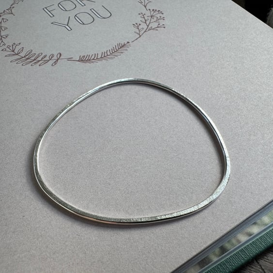 Silver bangle - pebble bangle - organic shaped - recycled sterling silver