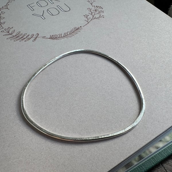 Silver bangle - pebble bangle - organic shaped - recycled sterling silver