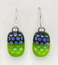 Spring Green Spotty Fused Glass Drop Earrings