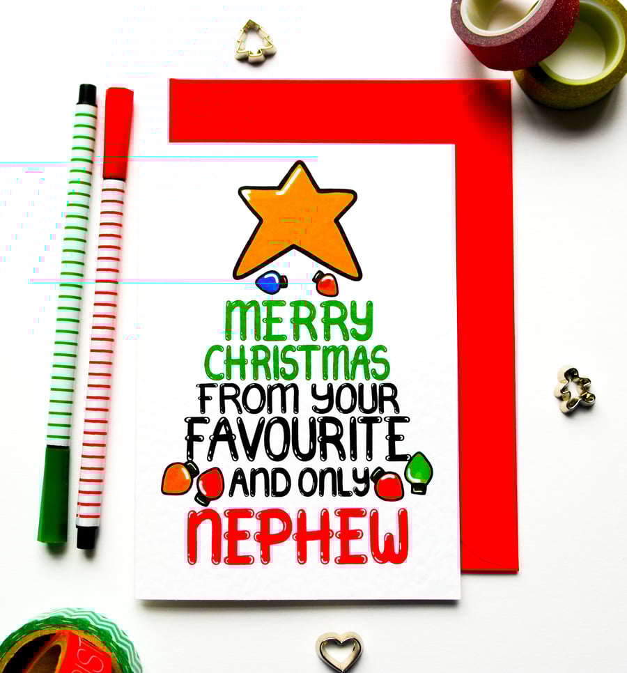 Christmas Card From Your Favourite Nephew Funny Christmas Card Aunty and Uncle