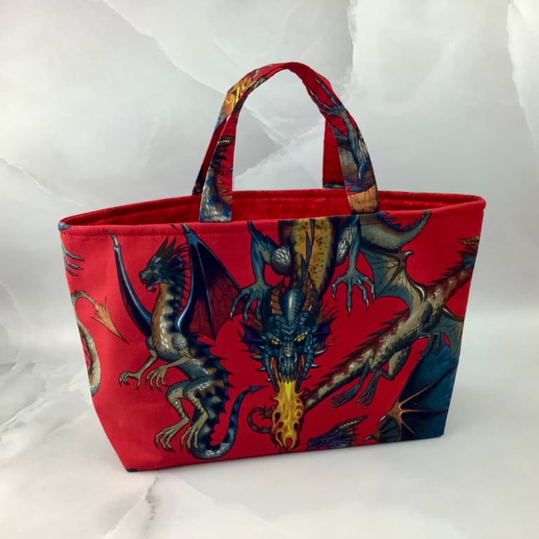 Dragons tote bag, Gothic shopper, handmade in Sussex
