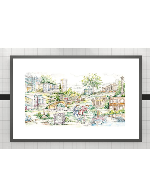 Sheffield Cityscape : Yorkshire, England Landmark Illustration