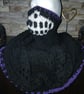 Crocheted Badlands Hood Distressed Hooded Shawl Style Wrap - Purple - Image 2