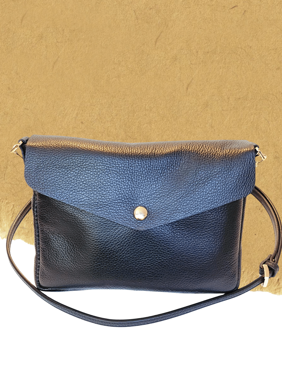 Black Leather Crossbody Bag – Leather Shoulder Handbag Man-bag - HANDMADE