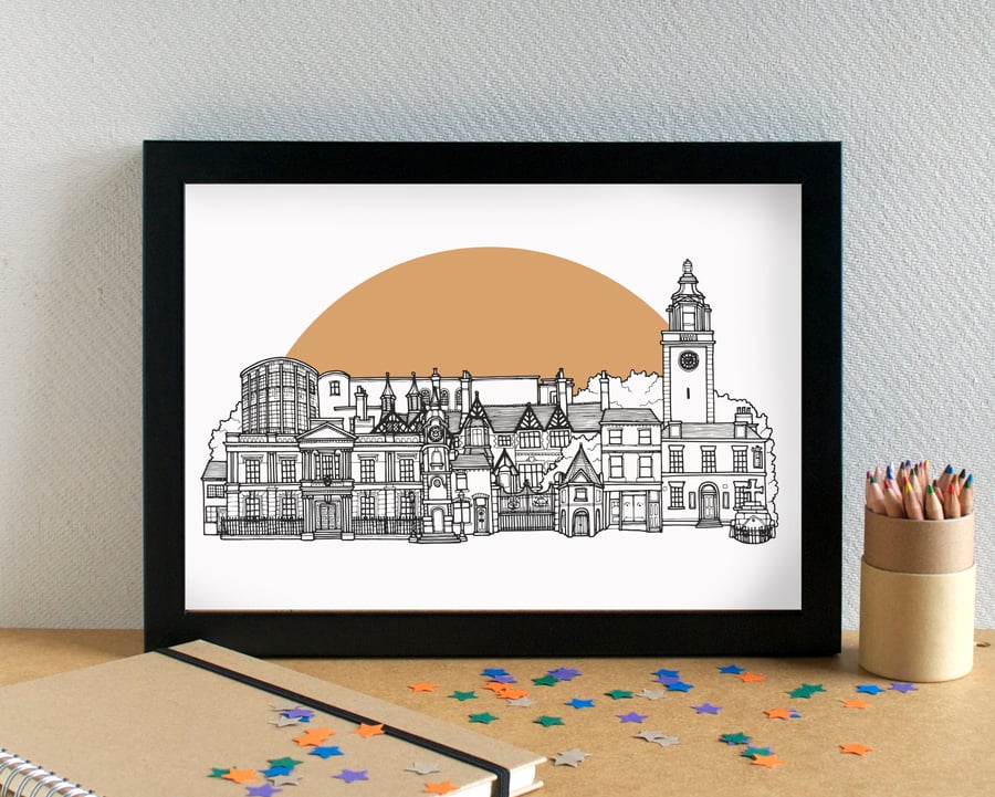 Wavertree Liverpool Skyline Art Print