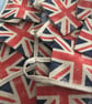 Union Jack red,white & blue linen  fabric bunting wedding,party flags - Image 1