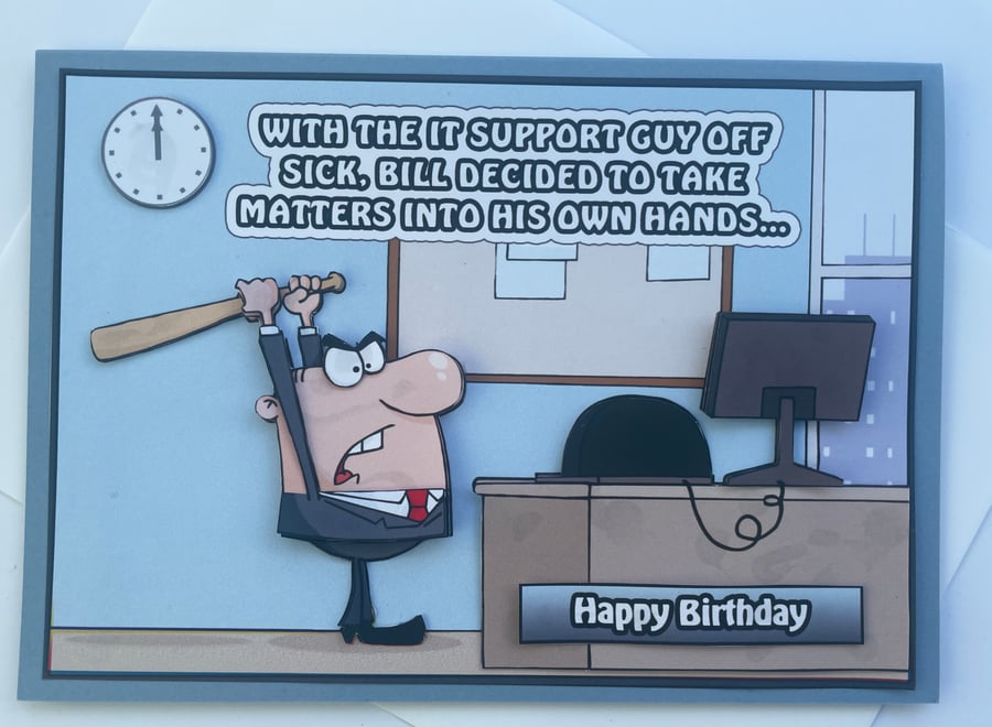 Taking matters into his own hands funny birthday card