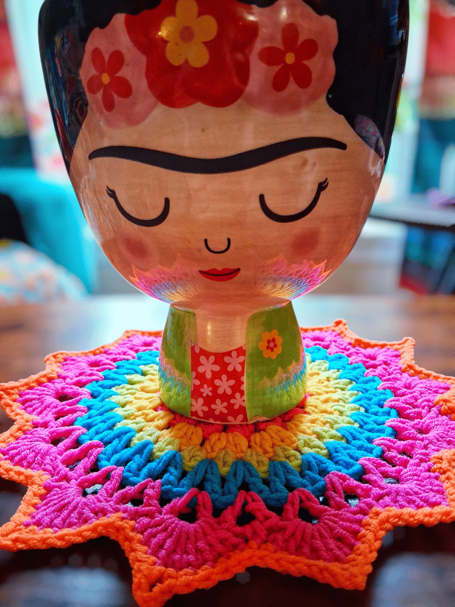 bright crochet mandala doily table mat