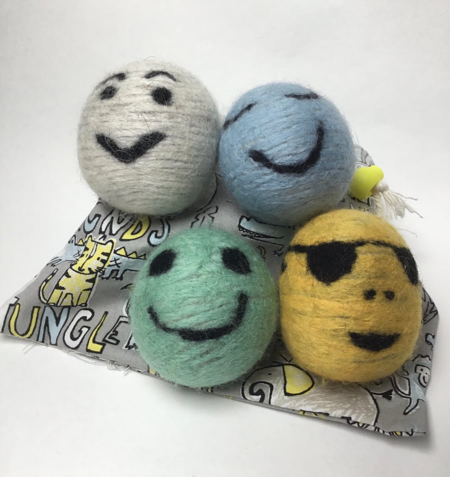 Wool Tumble dryer balls - Emojis. Energy saving and plastic free.