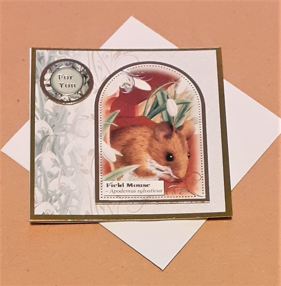 Cute Fieldmouse Mini Christmas Card