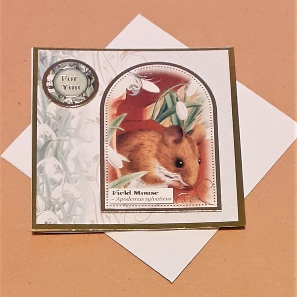 Cute Fieldmouse Mini Christmas Card