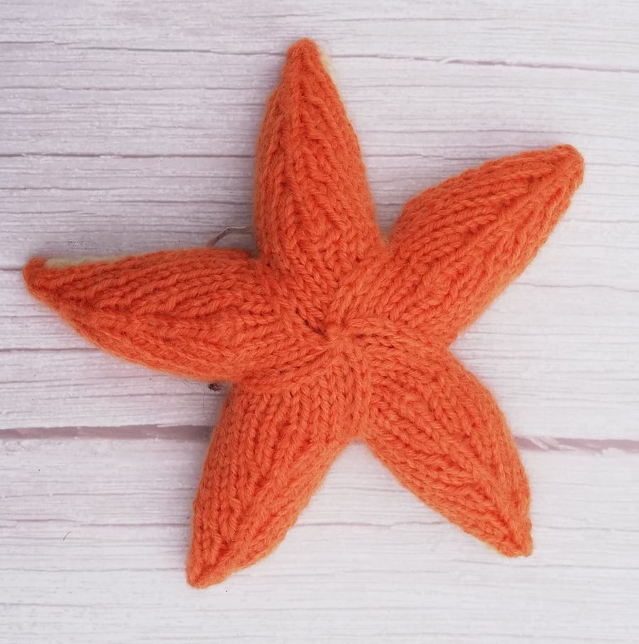 Hand Knitted Starfish - Orange