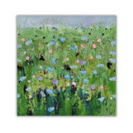 Field of flowers - original painting - framed - acrylic on canvas - impasto