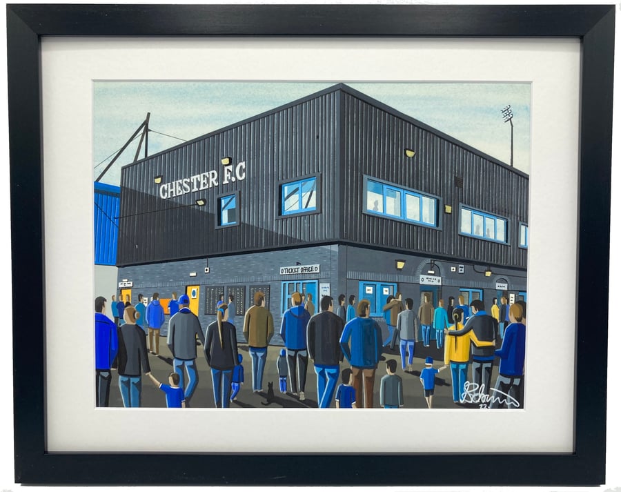 Chester F.C, Deva Stadium. Framed, Football Memorabilia Art Print