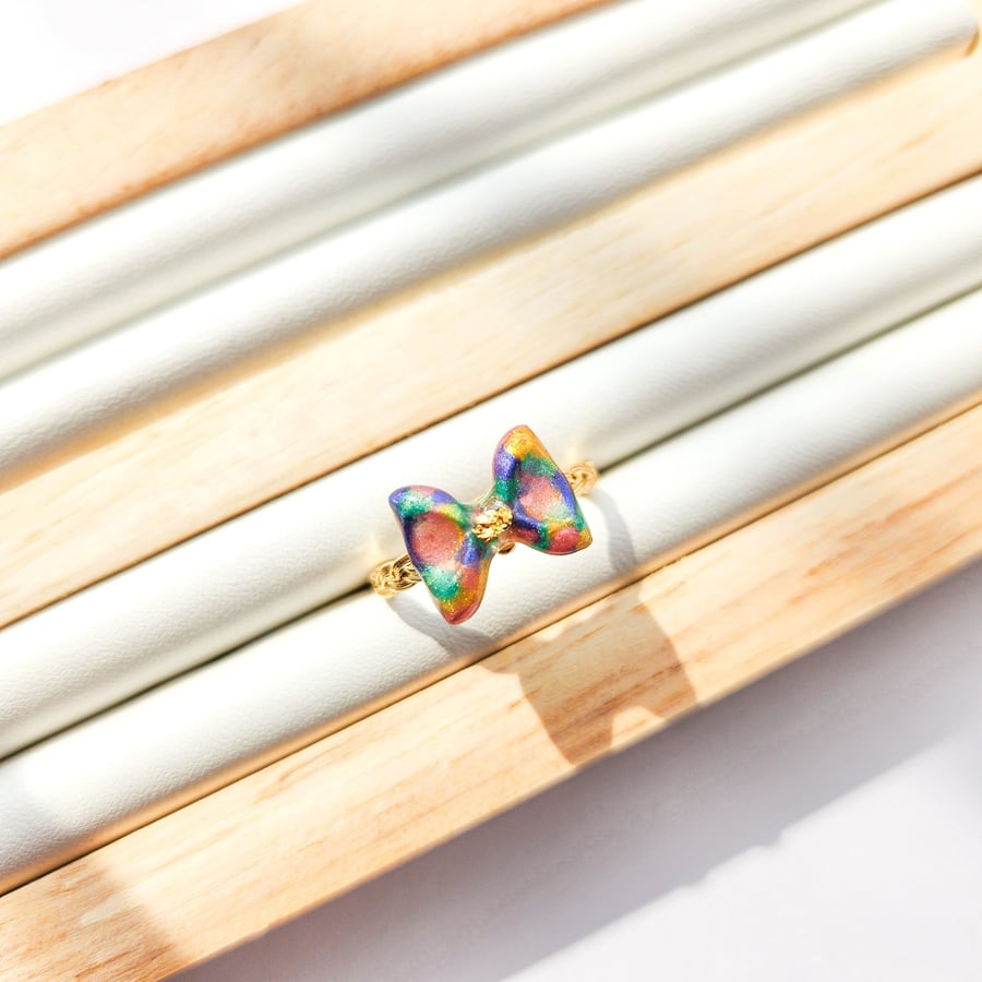 Rainbow Bow Adjustable Ring