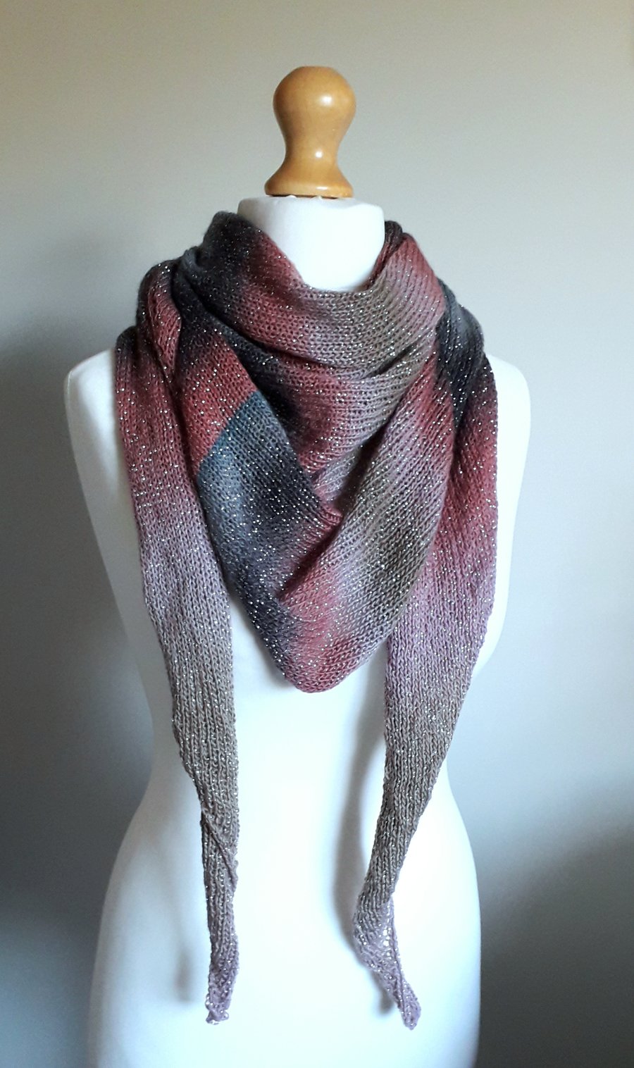 Starry Night Wrap, Shawl, Stole, Scarf, Silver, Turquoise and Pink