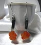 Sterling Silver &  Moss Agate Earrings Featuring Red Agate Flowers   - Image 3