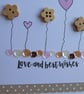 Birthday Card - Flowers and Hearts - Pink and Fawn - Image 4