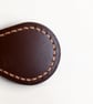 Dark Brown Full Grain Leather Teardrop Key Fob Saddle Stitched UK - Image 6