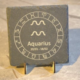 Astrology, Star Sign, Laser engraved Slate Coaster