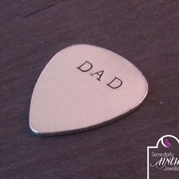 Dad Aluminium Plectrum, Dad Plectrum, Hand Stamped Plectrum