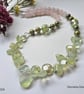 Prehnite, Rose Quartz, Freshwater Pearls, Marino Glass Sterling Silver Necklace 
