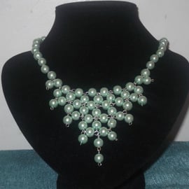 Beaded Bib Pearl Statement Necklace