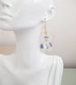 Faux Vintage Pearl Dangle Hoop Earrings, Shell, Green and Blue Sea Glass - Image 1