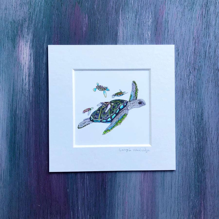 'The Family' 5" x 5" Mounted Print