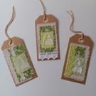 Set of Three Gift Tags with Hand Printed Snowdrops
